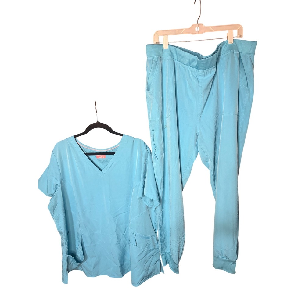 Ava Therese by Zavate Apparel Blue Scrub Set Top & Jogger Pants 3XL 1084 Womens